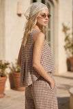 Gingham Linen Scoop Neck Tank