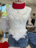 Snowwhite Lace Sleeveless Sweater (Ivory)