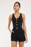 Marble Vest Crop Top & Short Set (Black)