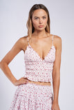 Cherry Smocked Crop Top
