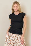 Terry Side Ruched Muscle Top (Black)