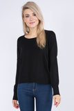 Round Neck Seam Detail Pullover (Black)