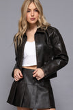 Christy Faux Leather Bomber Jacket  (Black)