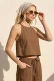 Soft Halter Cropped Top (Brown)