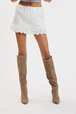 Linen Scallop Lace Mini Skort (Off White)
