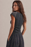 Washed Ribbed Fitted Top (Charcoal)