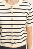 Striped Short Sleeve Button Up Cardigan