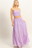 Elsie Smocked Strapless Top And Skirt Set (Lavender)