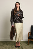 Detachable Faux-fur Collar Leather Jacket