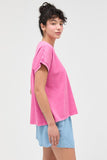 Capped Sleeve Mineral Wash T-shirt (Fuchsia)