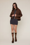 Maison Collared Leather Coat (Pecan)