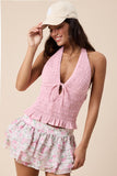 Halter V-neck Open Back Tie Top