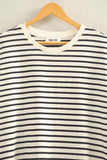 Striped Short Sleeve Oversized Cotton Tee (Black)
