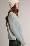 Striped Rolled Edge Button Front Cardigan