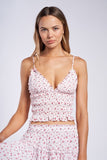 Cherry Smocked Crop Top