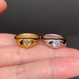 Inlaid Heart 18K Gold Plated Ring (Steel)