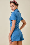 Bridget Collared Stretch Denim Romper