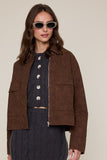 Maison Collared Leather Coat (Pecan)