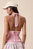 Halter V-neck Open Back Tie Top