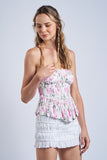 Stacy Floral Tie Back Tube Top (Pink)