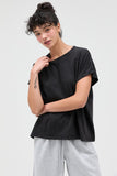 Capped Sleeve Mineral Wash T-shirt (Black)