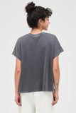 Capped Sleeve Mineral Wash T-shirt (Charcoal)