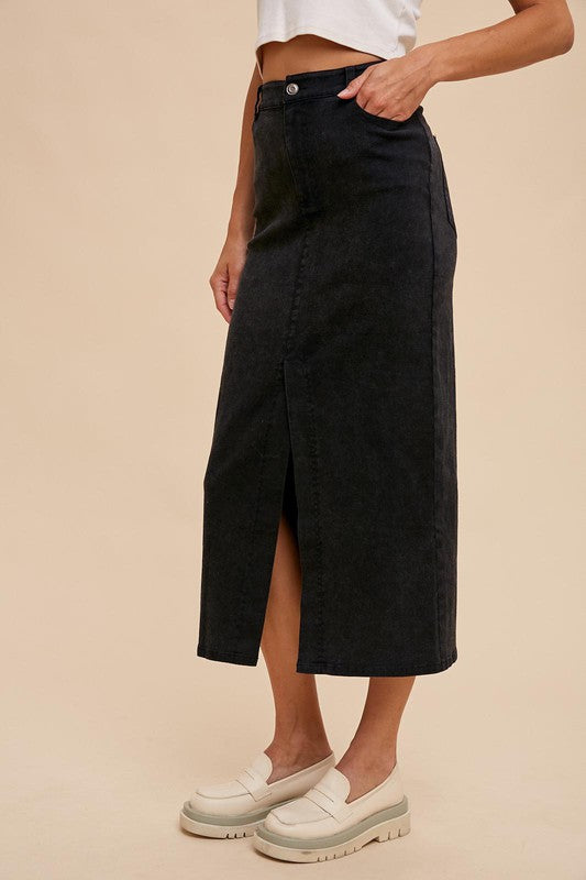 Gretchen Midi Skirt (Washed Black)