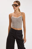 Gingham Checker Scallop Lace Trim Cami Crop Top