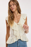 Cascading Ruffle Lace Top (Baby Yellow)