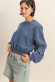 Everyday Cropped Sweatshirt (Dusty Navy)