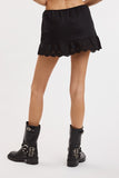 Linen Scallop Lace Mini Skort (Black)