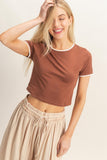 Scallop Trim Crew Neck Top