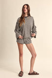 Haley Stripe Oversized Top (Olive Stripe)