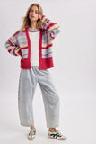 Grace Colorblock Striped Cardigan (Fuchsia/Lavender)