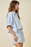 Striped Blue Shirt & Shorts Set