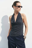Soft Drape Halter Top (Charcoal)