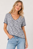 Stripe Knit Scoop Nk S/s Top