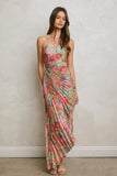 Floral One Shoulder Asymmetrical Pleated Dress