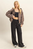 Flowy Knit Drawstring Pants (Black)