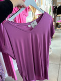 Angelia V-Neck Tee (Berry)