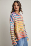 Rainbow Button-Up Knit Sweater Cardigan