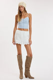 Linen Scallop Lace Mini Skort (Off White)