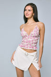 Fuchsia Floral Smocked Crop Top