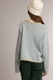 Striped Rolled Edge Button Front Cardigan