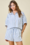 Striped Blue Shirt & Shorts Set