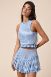 Baby Blue Checker Top & Mini Skort Set