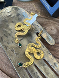 Boho Green Crystal Snake Earrings