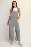 Just In Time Stripe Barrel Leg Overalls