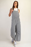 Just In Time Stripe Barrel Leg Overalls