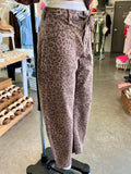 Leopard Print Barrel Jeans